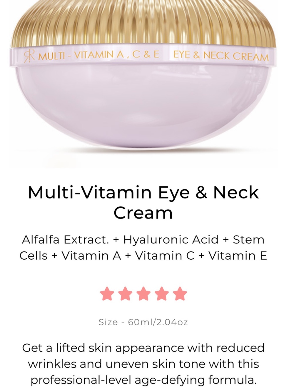 Multi-Vitamin Eye & Neck Cream — Gold & Light Pink by